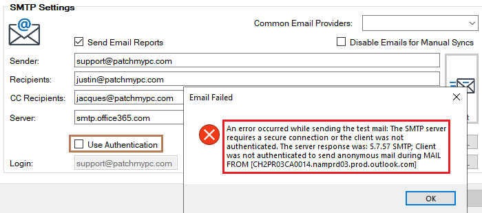 Troubleshooting SMTP Email Sending When Using Patch My PC | Patch My PC