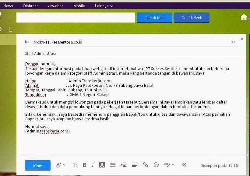 Panduan Cara Mengirim Lamaran kerja Melalui Email - Berita Transkerja